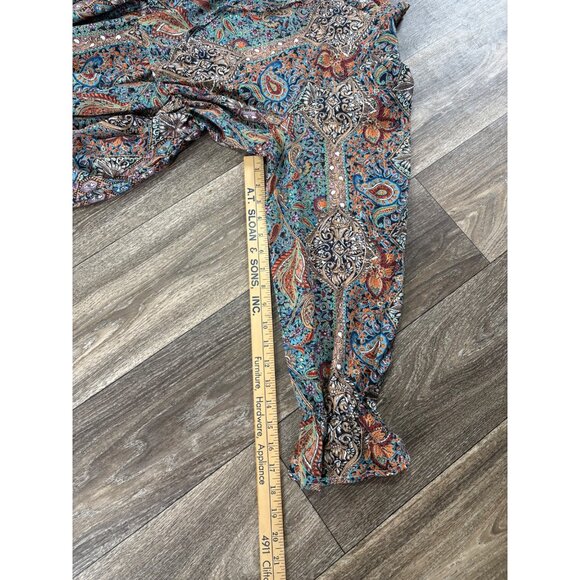 WOMENS PLUS SIZE BOHO DRESS PAISLEY PRINT FLOUNCE SIZE 3XL TIED FRONT RUFFLE - Picture 9 of 10